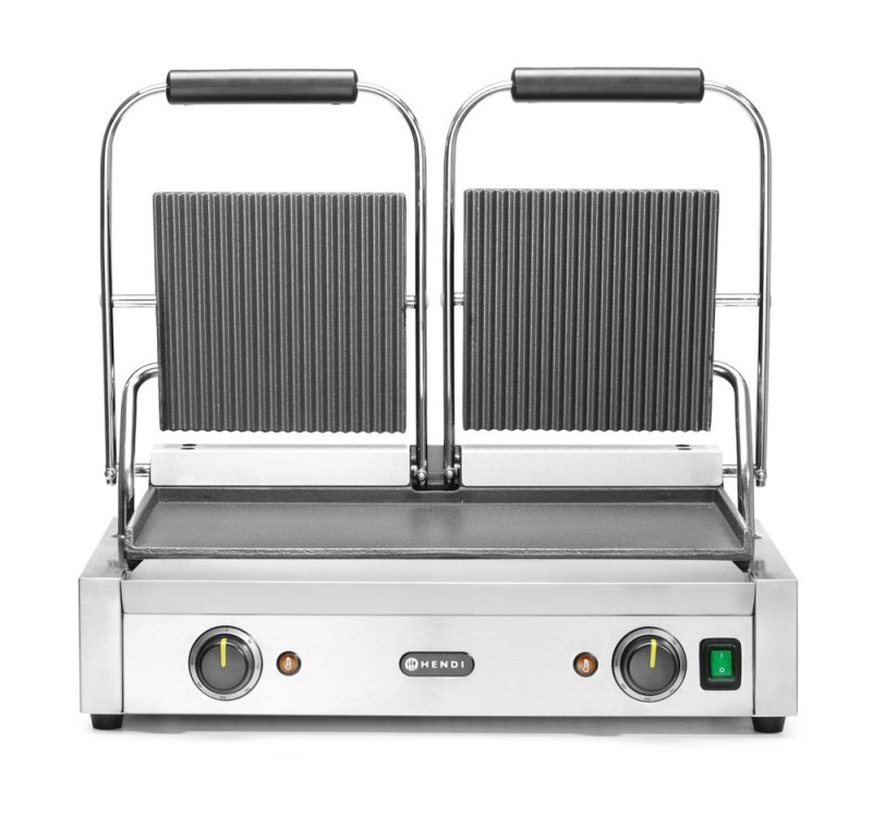 Contactgrill - dubbele versie, HENDI, boven geribd, onder glad, 230V/3600W, 570x395x(H)510mm Contactgrill - dubbele versie, HENDI, boven geribd, onder glad, 230V/3600W, 570x395x(H)510mm
