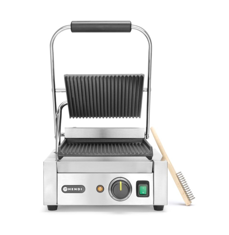 Contactgrill - enkel, HENDI, boven en onder geribd, 230V/1800W, 310x426x(H)210mm Contactgrill - enkel, HENDI, boven en onder geribd, 230V/1800W, 310x426x(H)210mm