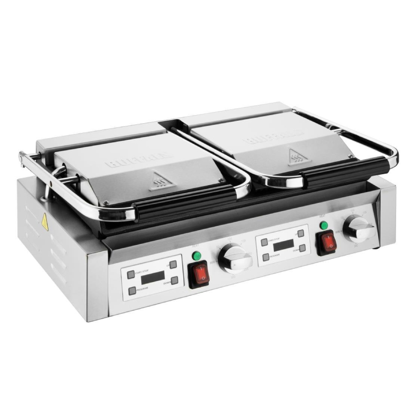 Buffalo Dubbele Contactgrill Platte & Geribbelde Platen Buffalo Dubbele Contactgrill Platte & Geribbelde Platen