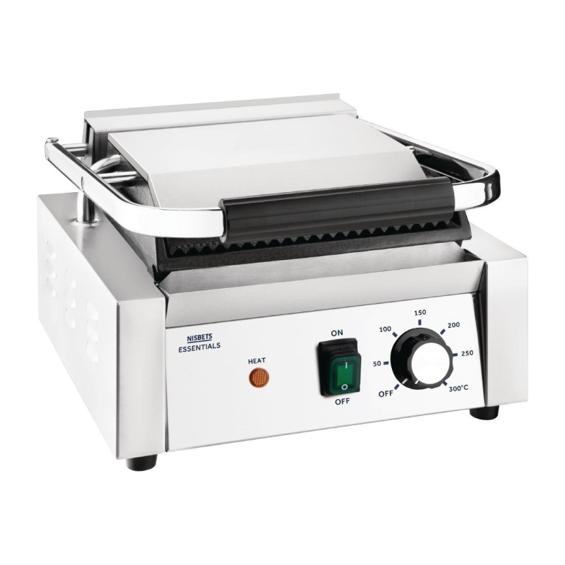 Nisbets Essentials contactgrill groef/glad 36 x 31cm 1800W Nisbets Essentials contactgrill groef/glad 36 x 31cm 1800W